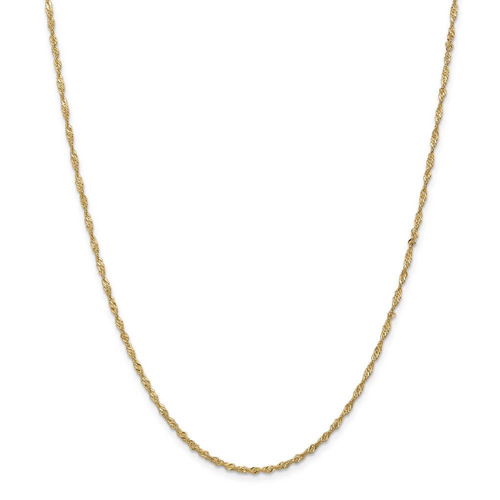 The Black Bow 1.6mm 14k Yellow Gold Diamond Cut Singapore Chain Necklace - Perfect for Elegant Evening Wear and Special Occasions