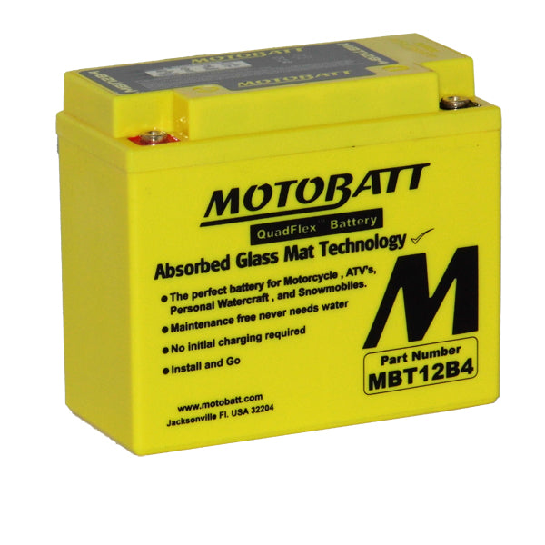 Motobatt MBT12B4 High-Performance Motorcycle Battery - Powers Sports Bikes, Cruisers & ATVs - Ideal for Off-Road Adventures & Long Rides