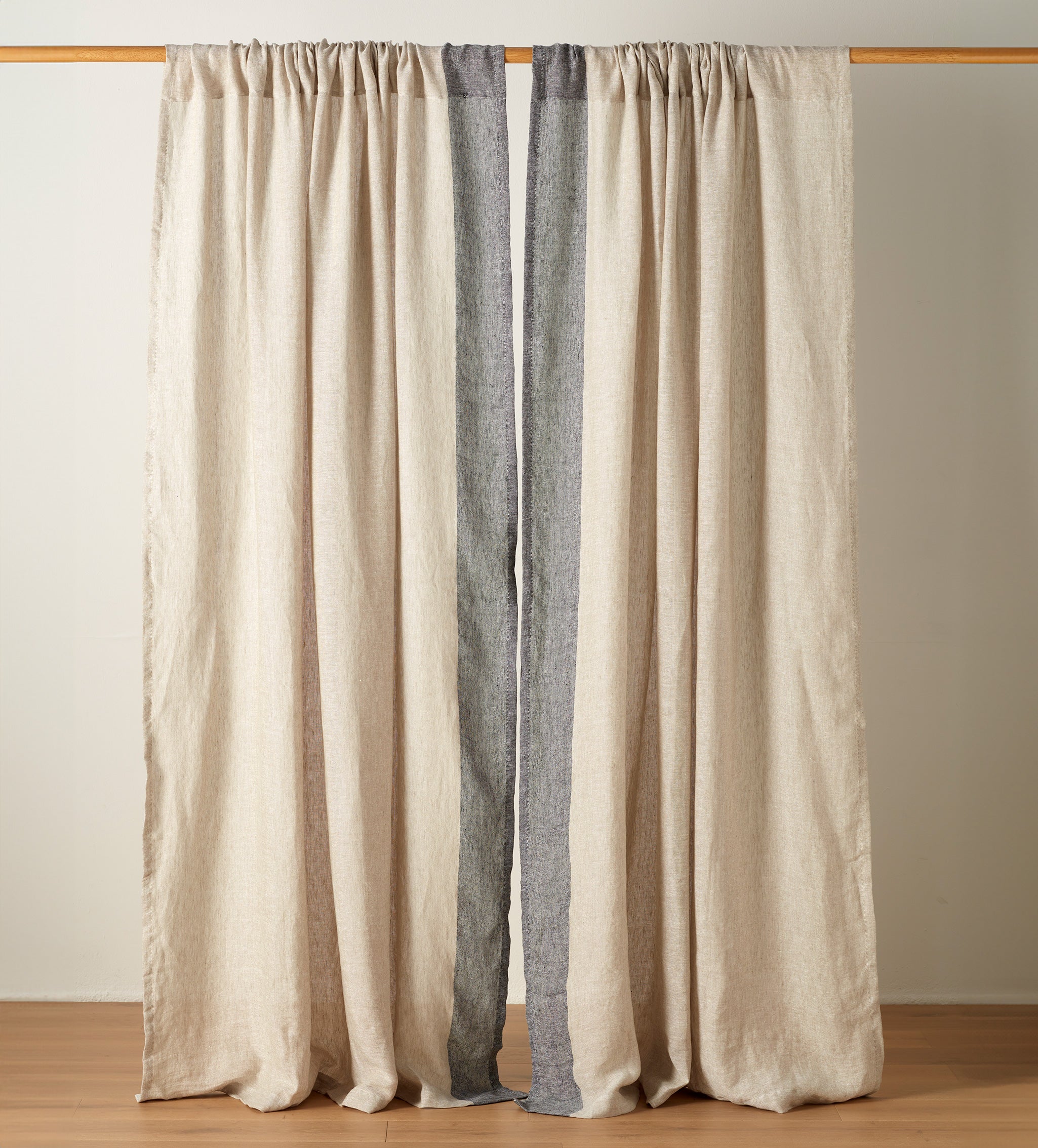 100% Natural Linen Loop Top Curtains - Set of 2 Panels for Living Room, Bedroom & Kitchen - Breathable & Light Filtering Window Treatments
