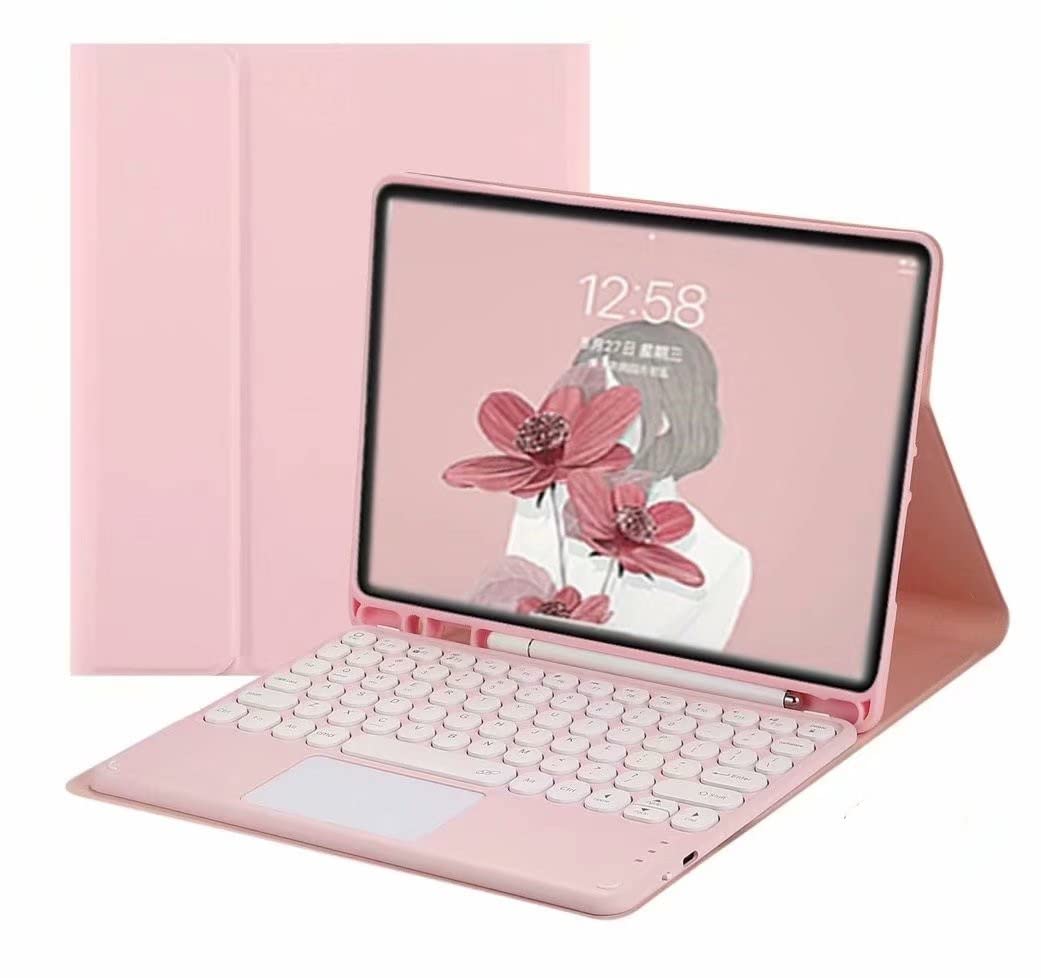 Magnetic Detachable Keyboard Case for iPad 9th/8th/7th Generation & Air 3/Pro 10.5 - Slim Bluetooth Keyboard with Touchpad & Apple Pencil Holder, Round Keys (Pink) | Perfect for Work, Study & Travel