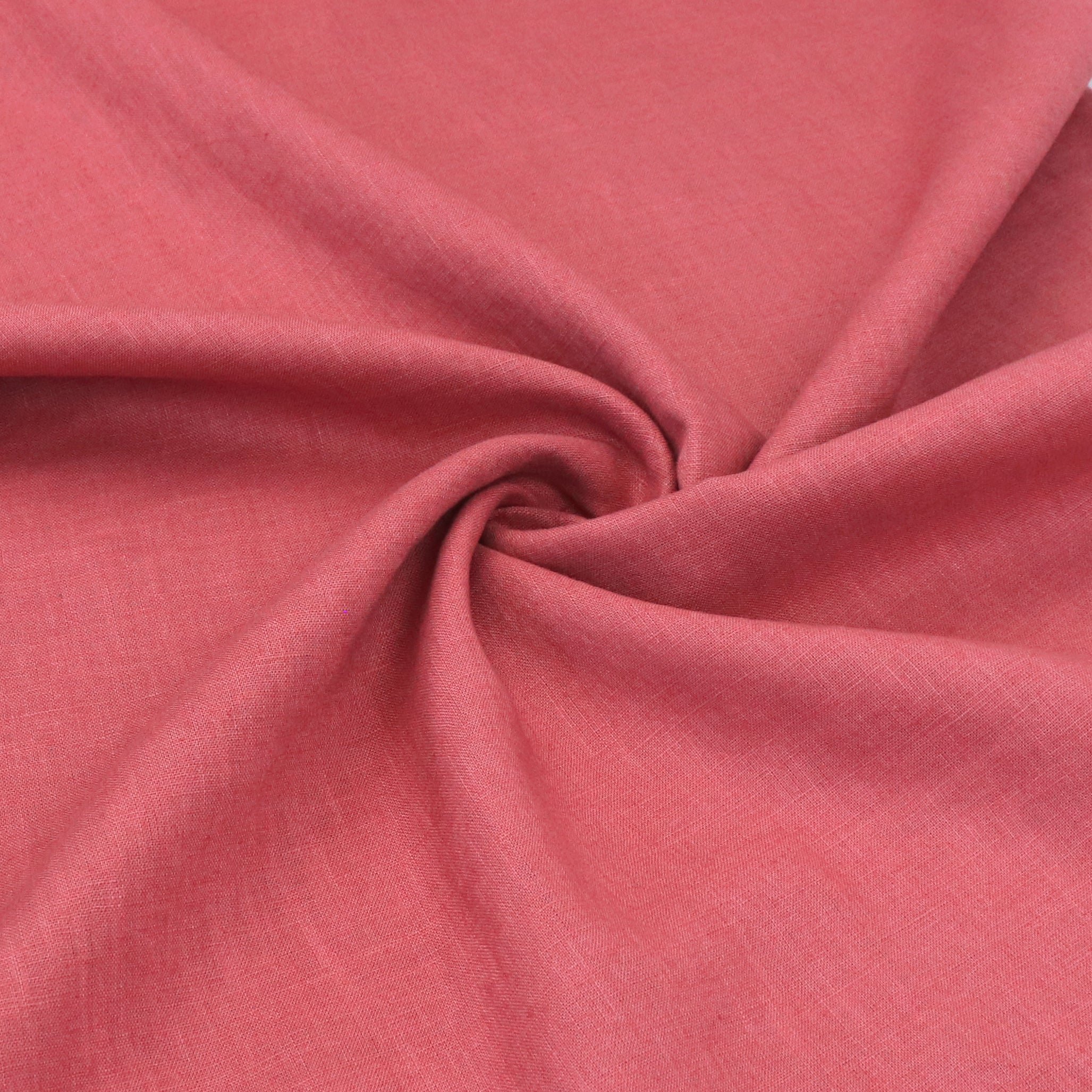 Washed Linen Cotton Lightweight Coral Pink Fabric - 53cm End of Bolt - Perfect for Summer Dresses, Curtains & DIY Home Decor Projects
