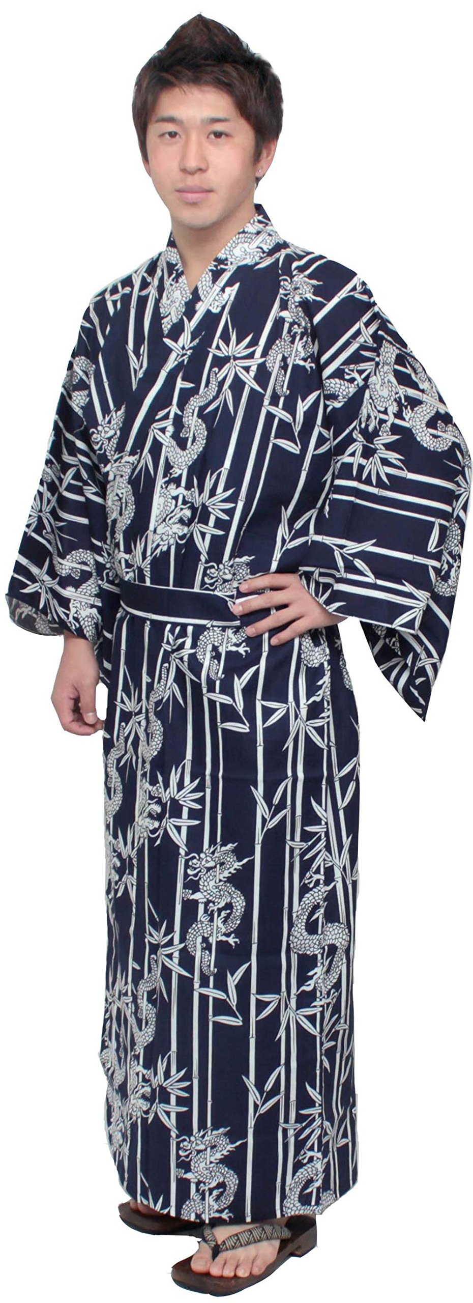 Japanese Kimono Yukata for Men - Long Cotton Robe (Large Size 60