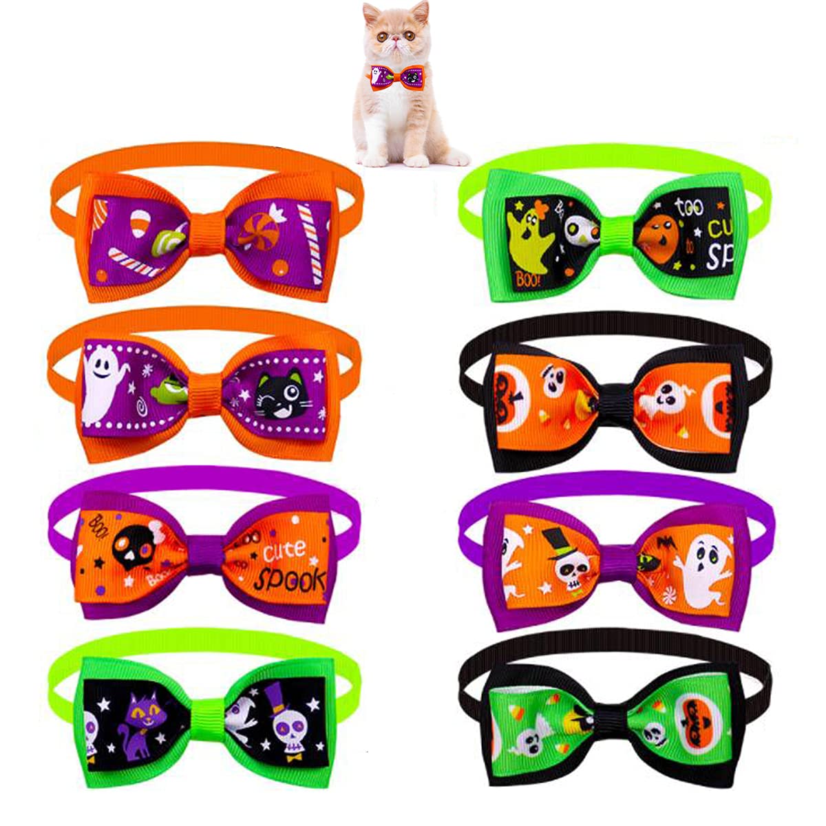 Wepetyo 20Pcs Adjustable Dog Bow Ties - Pet Neck Bows & Collar Accessories for Puppy Dogs & Cats (Mixed Styles) - Perfect for Christmas Holiday, Dog Photography & Grooming Gifts