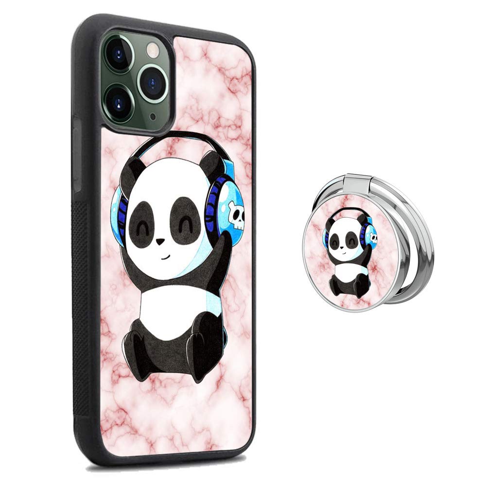iPhone 11 Pro Max Case with Ring Holder - 360° Rotating Kickstand & Anti-Slip TPU/PC Bumper - Marble Panda Design for Women & Men - Perfect for Work, Travel, and Everyday Protection