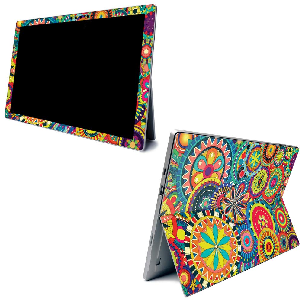 Premium Carbon Fiber Skin for Microsoft Surface Pro 7 - Floral Wheels Design | Textured Protective Cover | Easy Application & Removal | Made in USA | Perfect for Work, Travel & Personal Style Protection