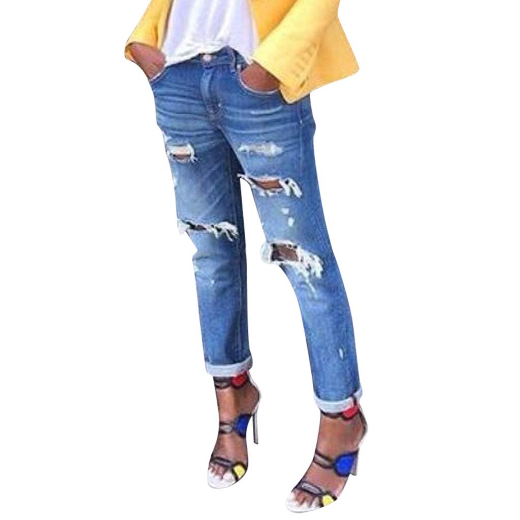 Kehen Women's Boyfriend Jeans - Distressed Ripped Skinny Ankle Jeans for Juniors | Comfortable Stretch Denim Pants for Casual Wear, Street Style & Everyday Outfits