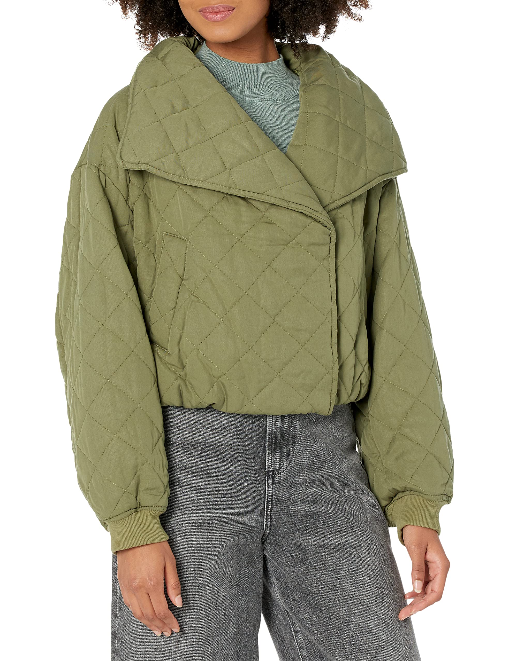 BLANKNYC Women's Cropped Tencel Quilted Jacket - Lightweight Stylish Outerwear for Spring & Fall Fashion | Perfect for Casual Outings, Date Nights & Office Wear