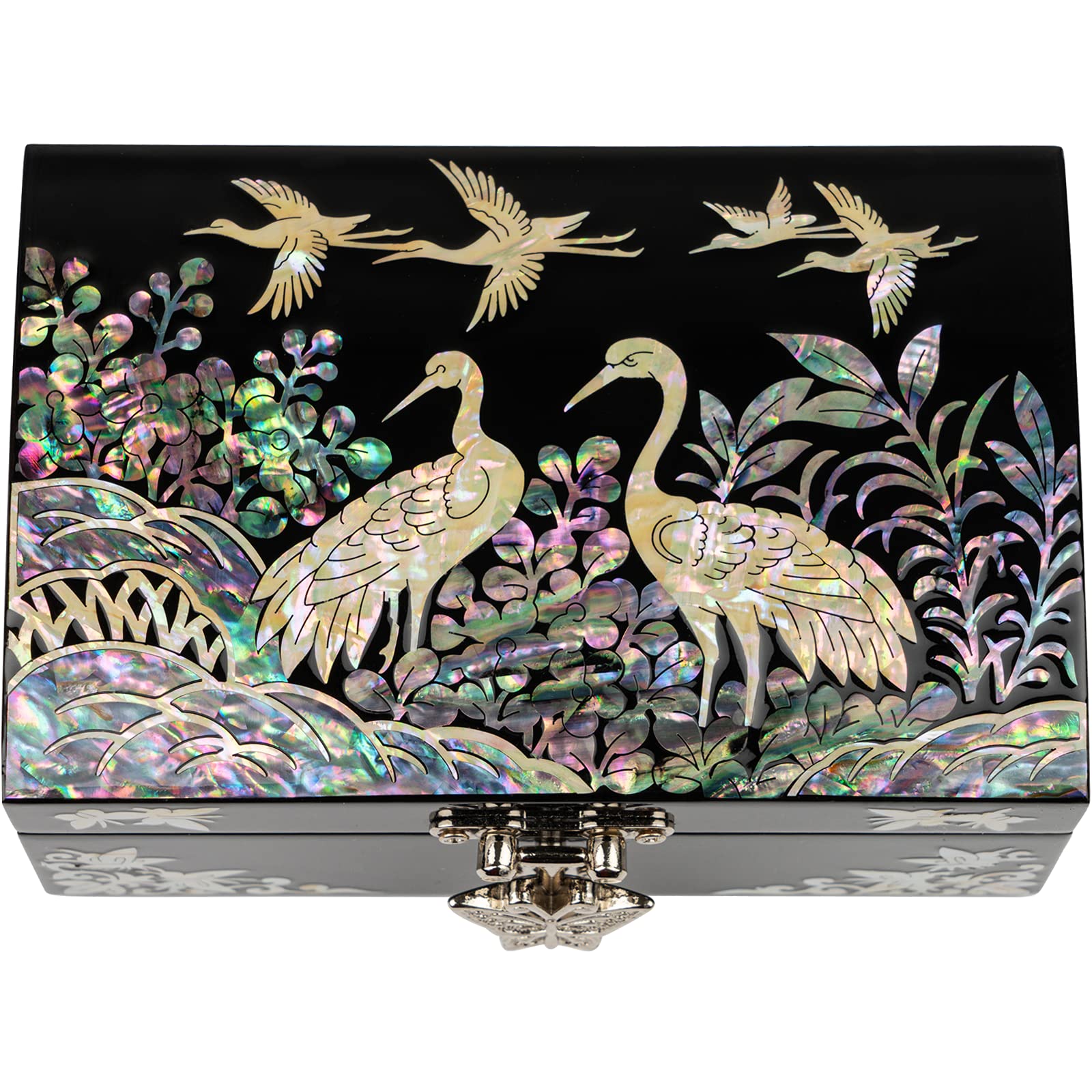 February Mountain Mother of Pearl Small Korean Jewelry Box - Handcrafted Wooden Gift Box for Women | Unique Birthday, Christmas & Sister Gifts | Oriental Home Decor for Bedroom & Dresser