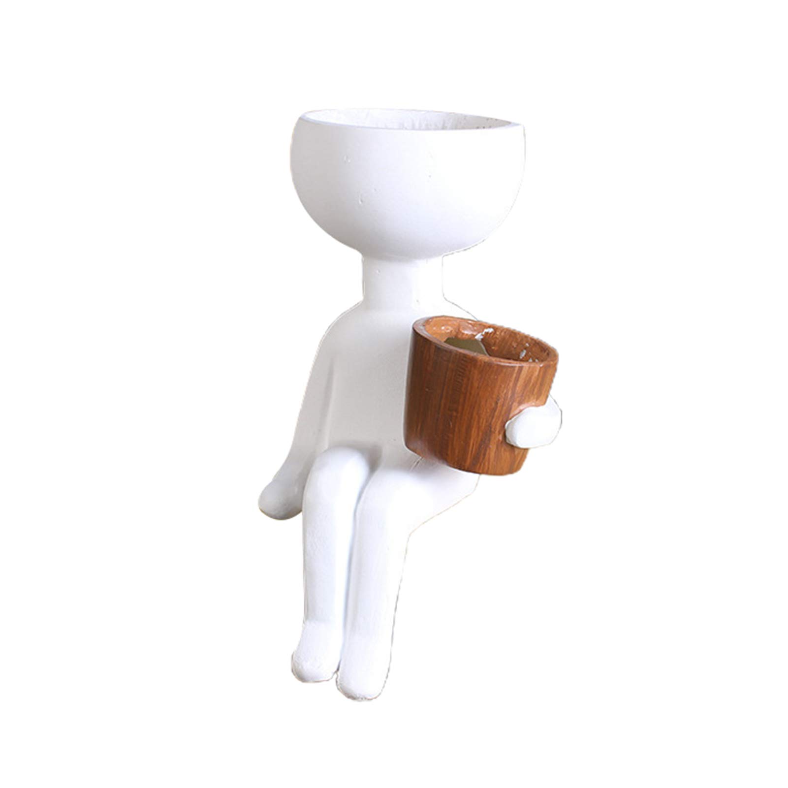 ZTGD Human-Shaped Succulent Planter - White Ceramic Flower Pot for Cactus & Small Plants - Unique Home Decor Gift for Birthday, Housewarming & Office Desk