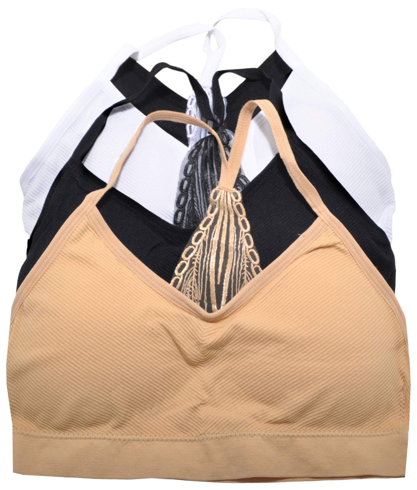ToBeInStyle Women's Strappy Y-Back Lace Bralette - Comfortable Wireless Bra for Everyday Wear, Yoga & Lounge