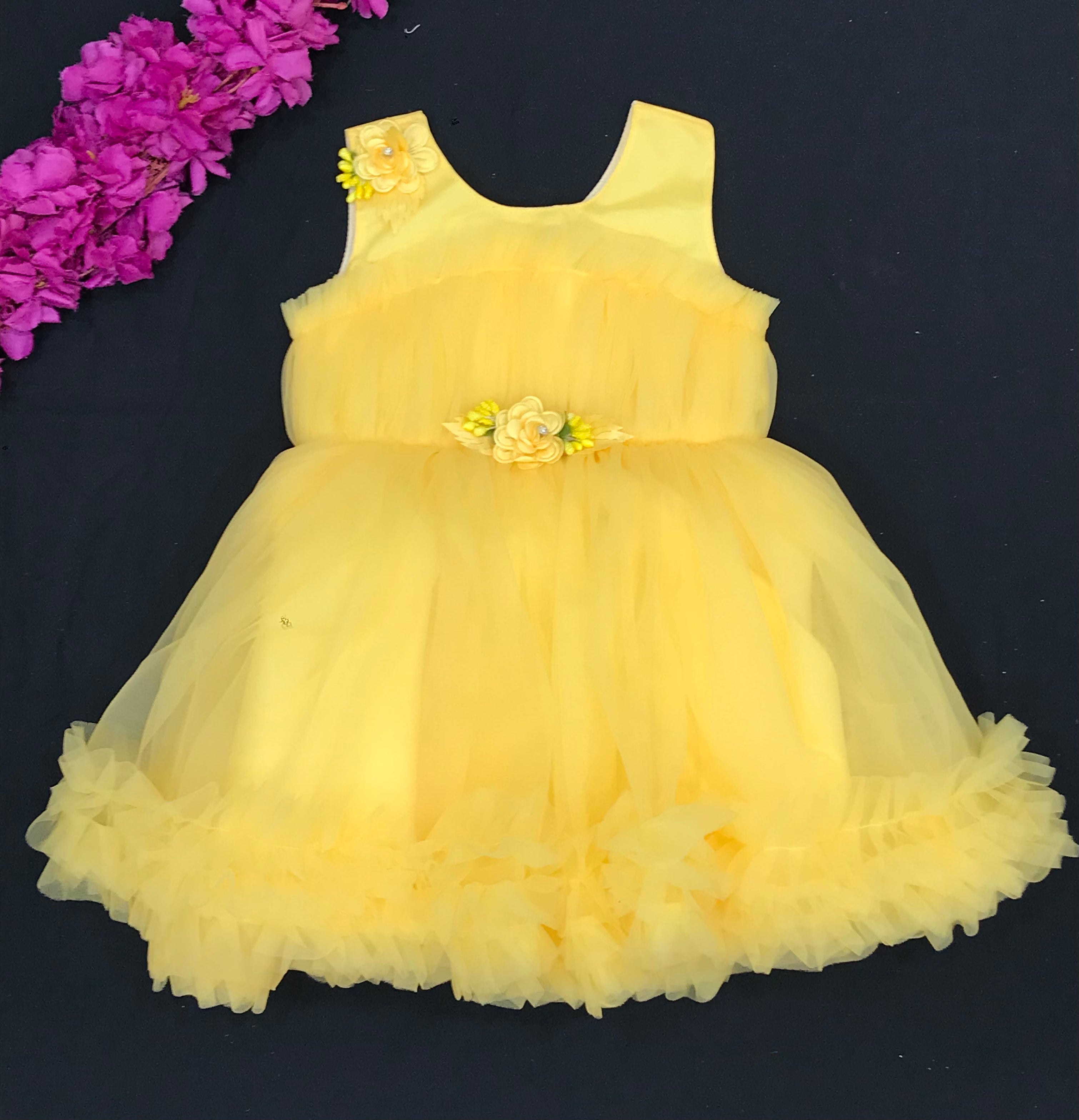 Stylish Yellow Net Frock for Kids - Perfect for Birthday Parties, Special Occasions & Photo Shoots