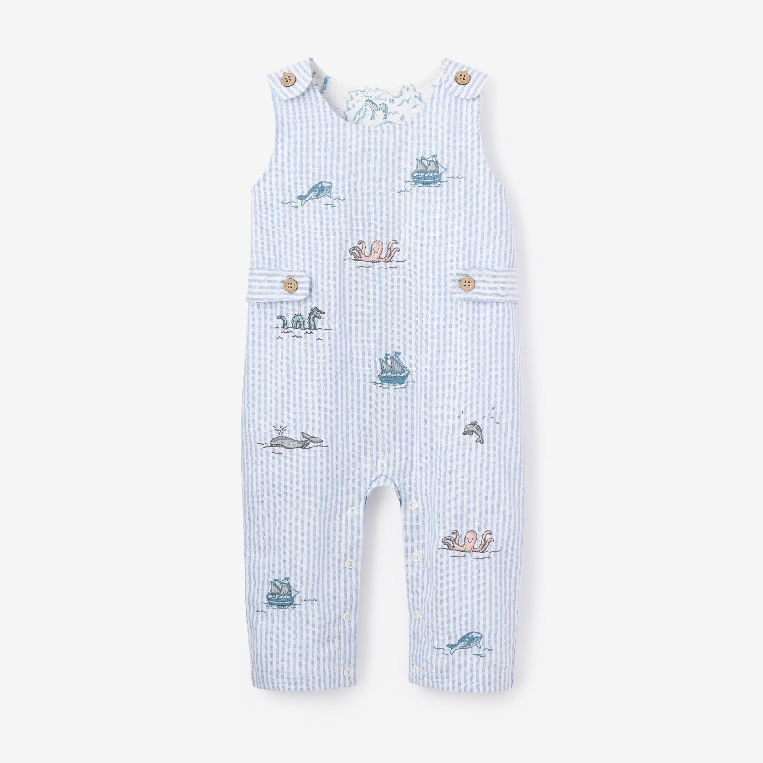 Embroidered Oxford Stripe Jumpsuit for Women - Stylish Casual Romper with Pockets | Perfect for Summer Outfits, Beach Vacations & Date Nights