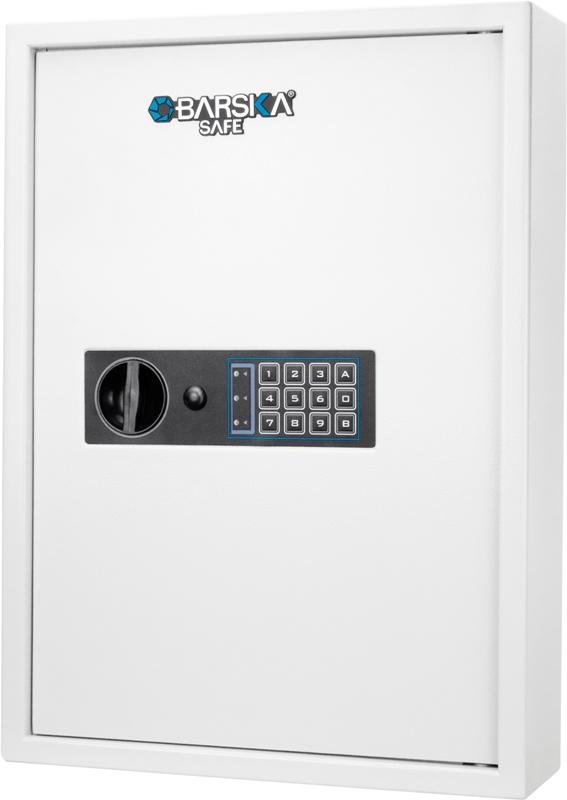 Barska AX13262 100-Key Digital Wall Safe Cabinet - Secure Storage for Home & Office | White | Ideal for Keys, Documents & Valuables
