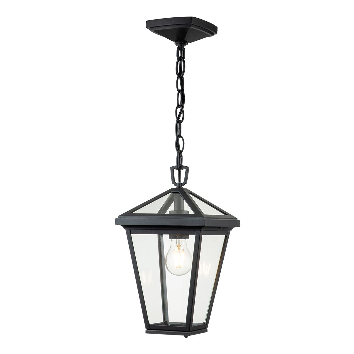 Alford Place 1/3Lt Small Chain Lantern - Museum Black IP44 E27 Outdoor Wall Light for Patio, Garden & Porch Lighting