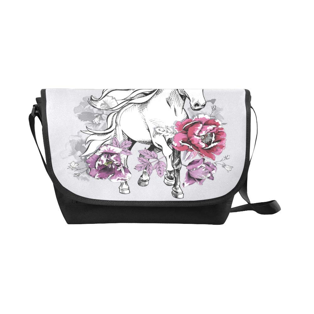 Pastel Comic Animal Print Messenger Bag for Men & Women - Crossbody Shoulder Bag for School, Travel, Work & Daily Use - Black