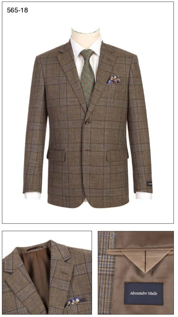Alessandro Vitello by Renoir Men's Slim Fit Sport Coat 565 18 - Premium Blazer for Business, Weddings & Formal Occasions
