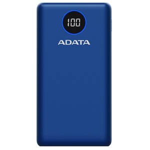 Adata P20000QCD 20000mAh Quick Charge Power Bank - Portable Charger for iPhone, Android, Tablets - Perfect for Travel, Camping & Emergency Backup (Blue)