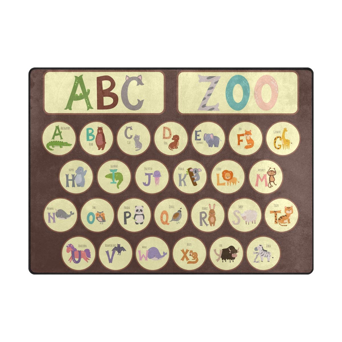 ABC Animal Alphabet Play Mat for Nursery & Kids Room - 4'x5' Educational Floor Rug with Bear Design - Soft Playtime Carpet, Yoga Mat for Toddlers & Children (48x63 Inch) - Perfect for Learning, Play Areas & Daycare Centers
