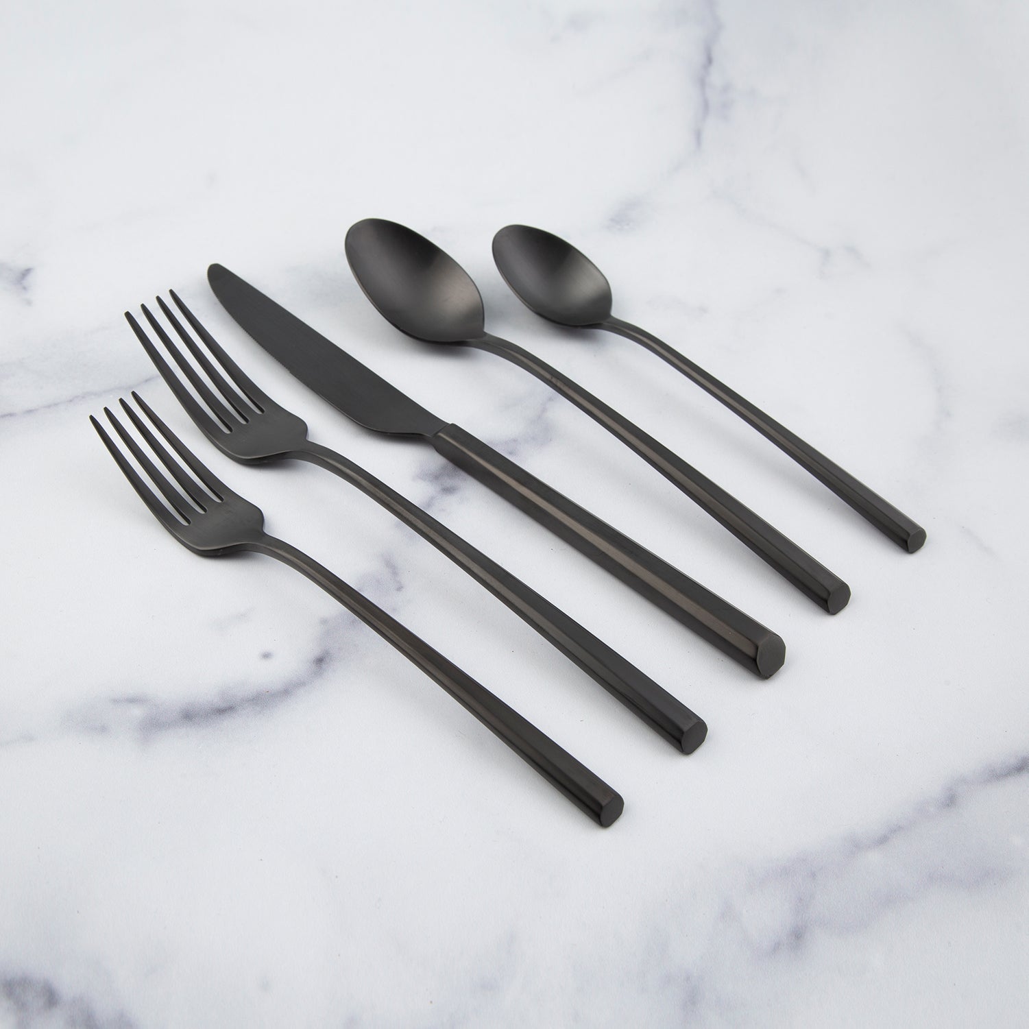 Isobel Black Satin 20-Piece Flatware Set - Elegant Stainless Steel Cutlery for Fine Dining, Wedding Gifts & Formal Dinner Parties