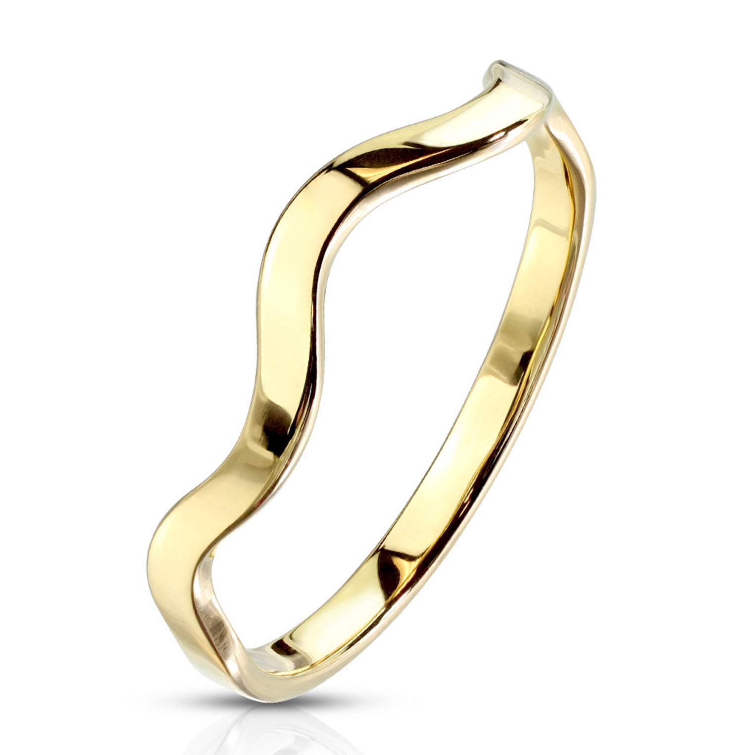 BYB Jewelry IP Stainless Steel Wavy Stackable Rings for Women - Trendy Layering Jewelry