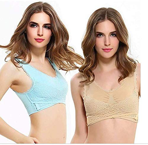 2-Pack Women's Seamless Cross Front Side Buckle Lace Sports Bras - Yoga, Running, Workout & Gym Activewear Bra (Large) - Perfect for High-Impact Exercise & Everyday Comfort