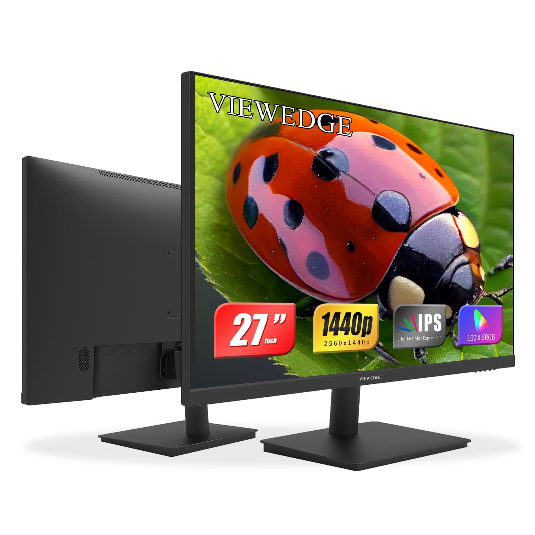 27 Inch 2K QHD Computer Monitor - 2560x1440 IPS Panel, 75Hz Refresh Rate, HDMI & DP Ports, VESA Wall Mountable, Eye Care Technology - Perfect for Home Office, Gaming, and Professional Workstations