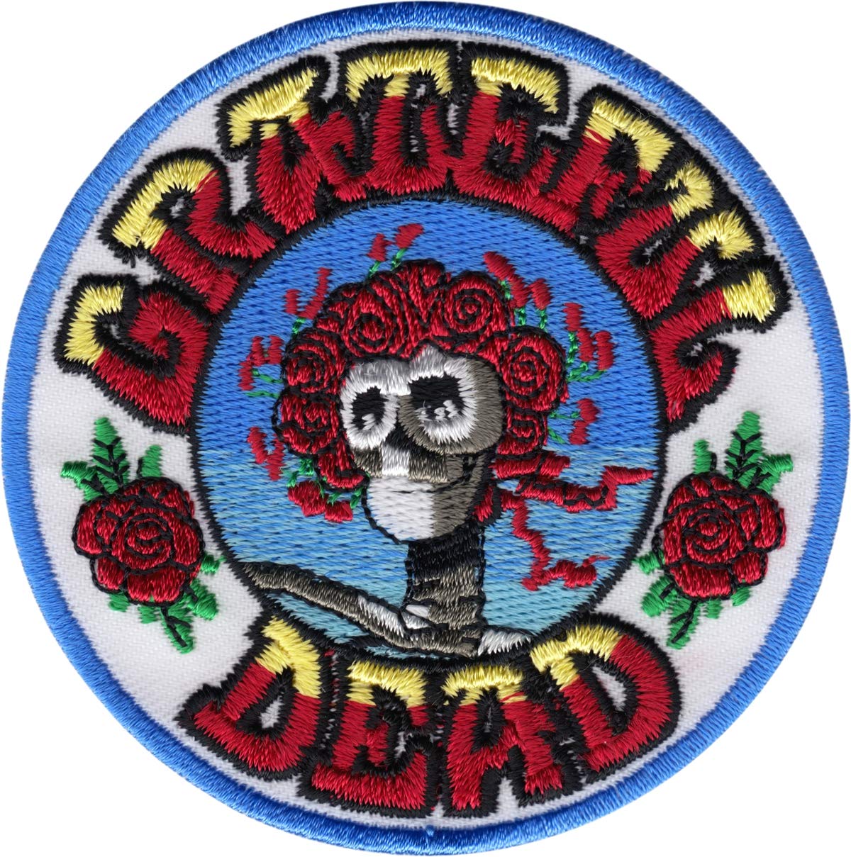 Skeleton with Roses Embroidered Iron-On Patch - Gothic DIY Clothing Decoration for Jackets, Bags, and Denim
