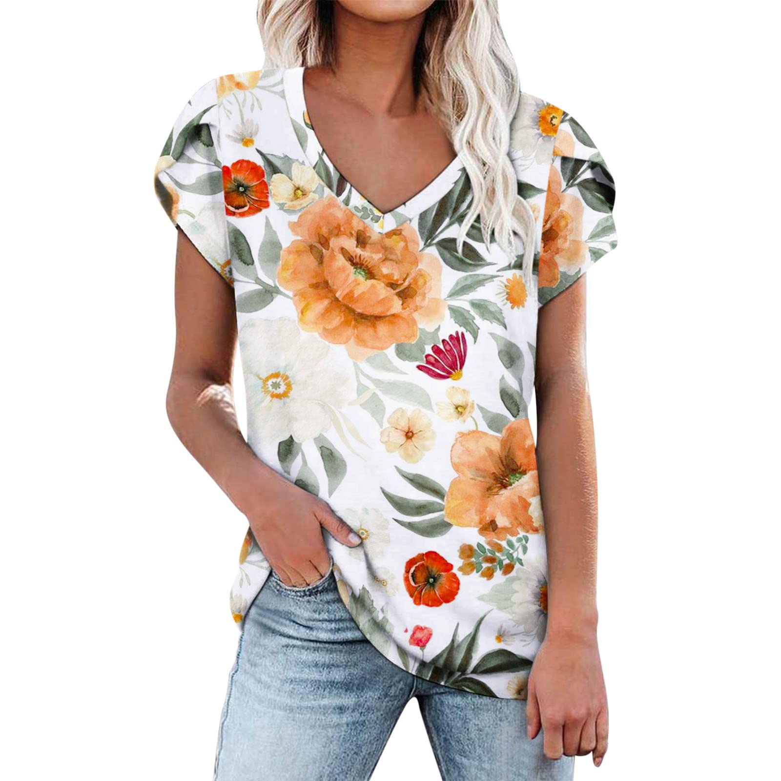Trendy Women's Summer Tops - Short Sleeve Casual & Dressy Blouses for Women | Perfect for Beach Outings, Office Wear & Weekend Brunch | MQ39