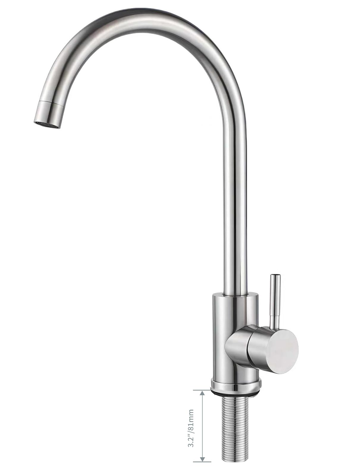 Brushed Nickel Single Handle Kitchen Sink Faucet with Hot and Cold Water Hoses, Commercial Grade Single Hole Mixer for Bar and Prep Sinks, Ideal for Home and Restaurant Kitchens