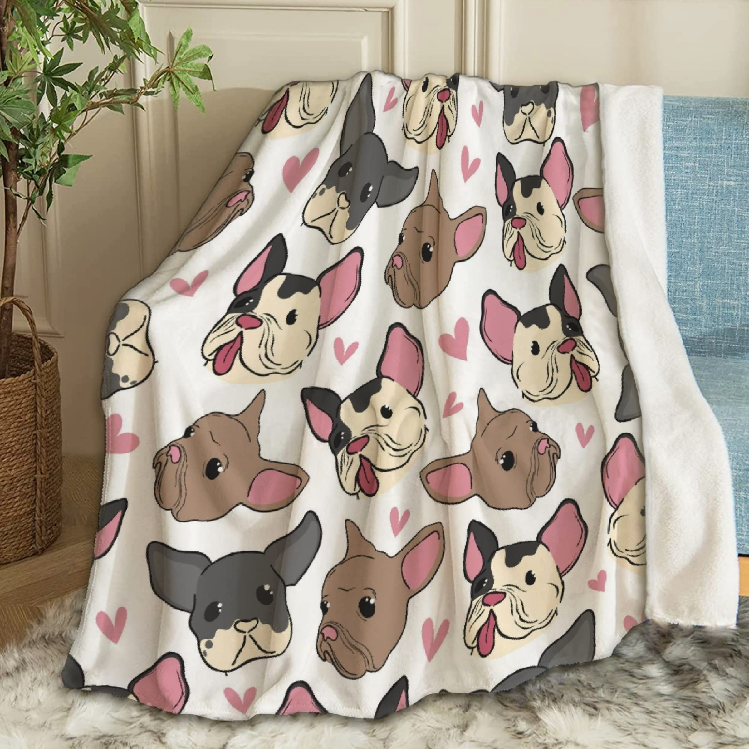 ANIMEBLANKET Bulldog Pattern Fleece Throw Blanket - Super Soft 120