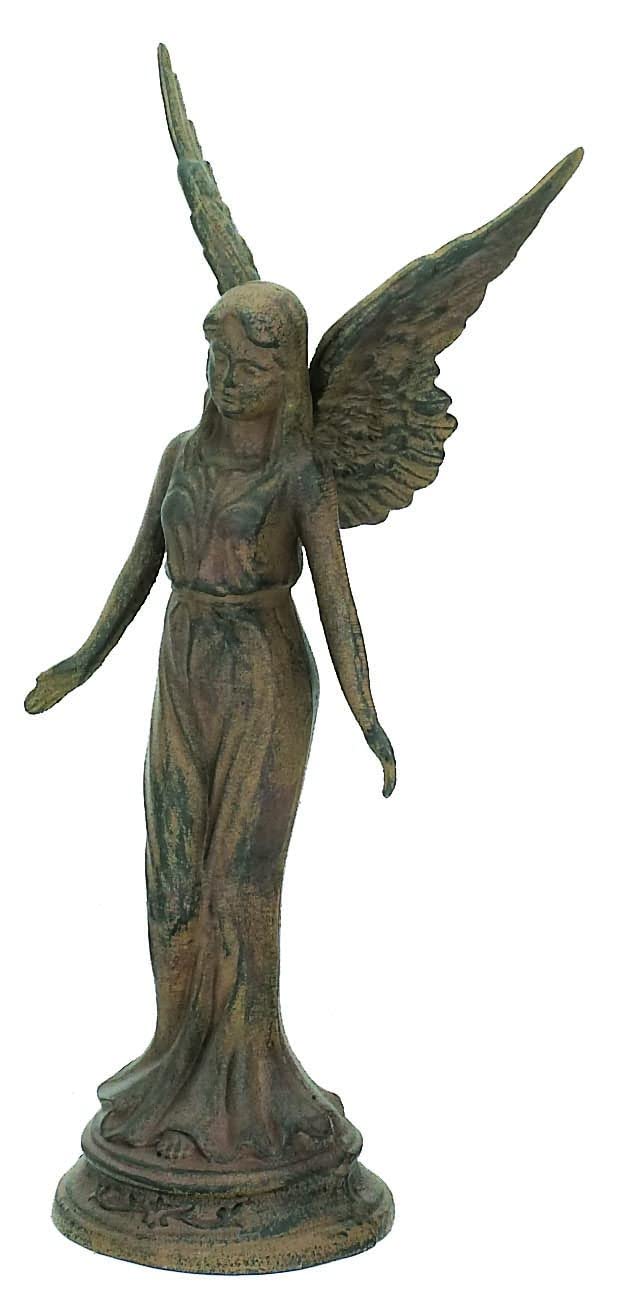 Upper Deck Majestic Angel Statue - Cast Iron Rust Finish Outdoor Garden Decor for Patio, Yard & Home