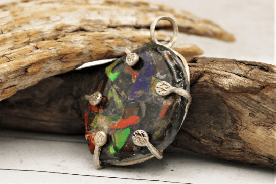 Natural Ammolite Gemstone Pendant Necklace - Genuine Iridescent Fossil Jewelry for Women - Perfect for Gifts, Parties & Special Occasions