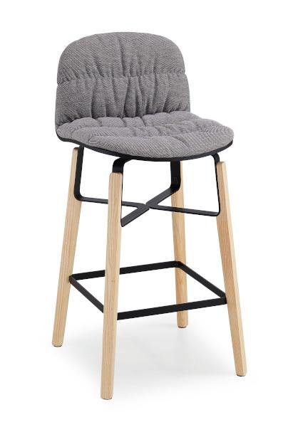 Midj Liu Stool ML TS2 - Modern Wooden Bar Stool with Backrest for Kitchen, Dining Room & Home Decor