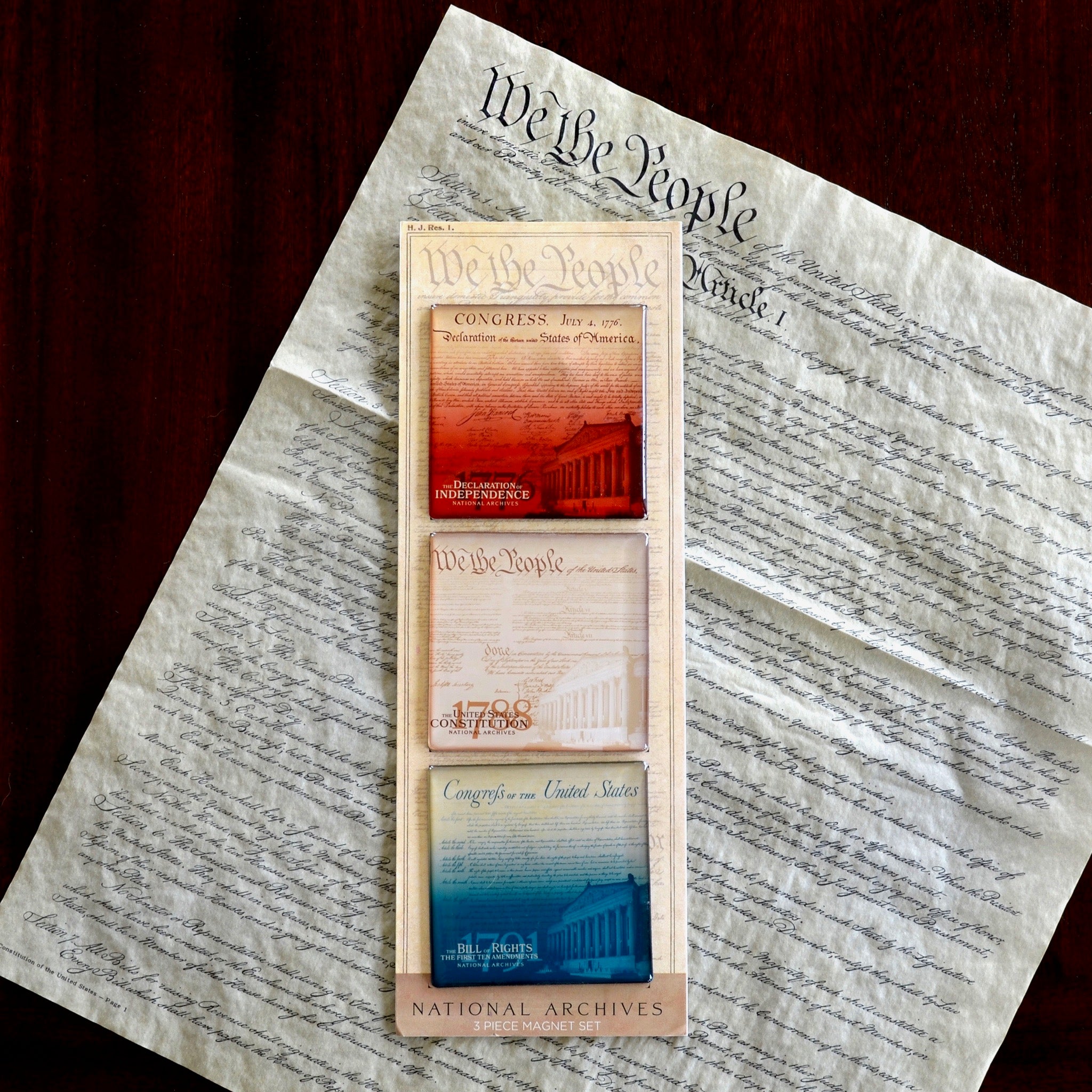 Charters of Freedom Magnet Set - US Historical Document Replicas for Fridge, Locker & Office Decor | Patriotic Gift for History Lovers