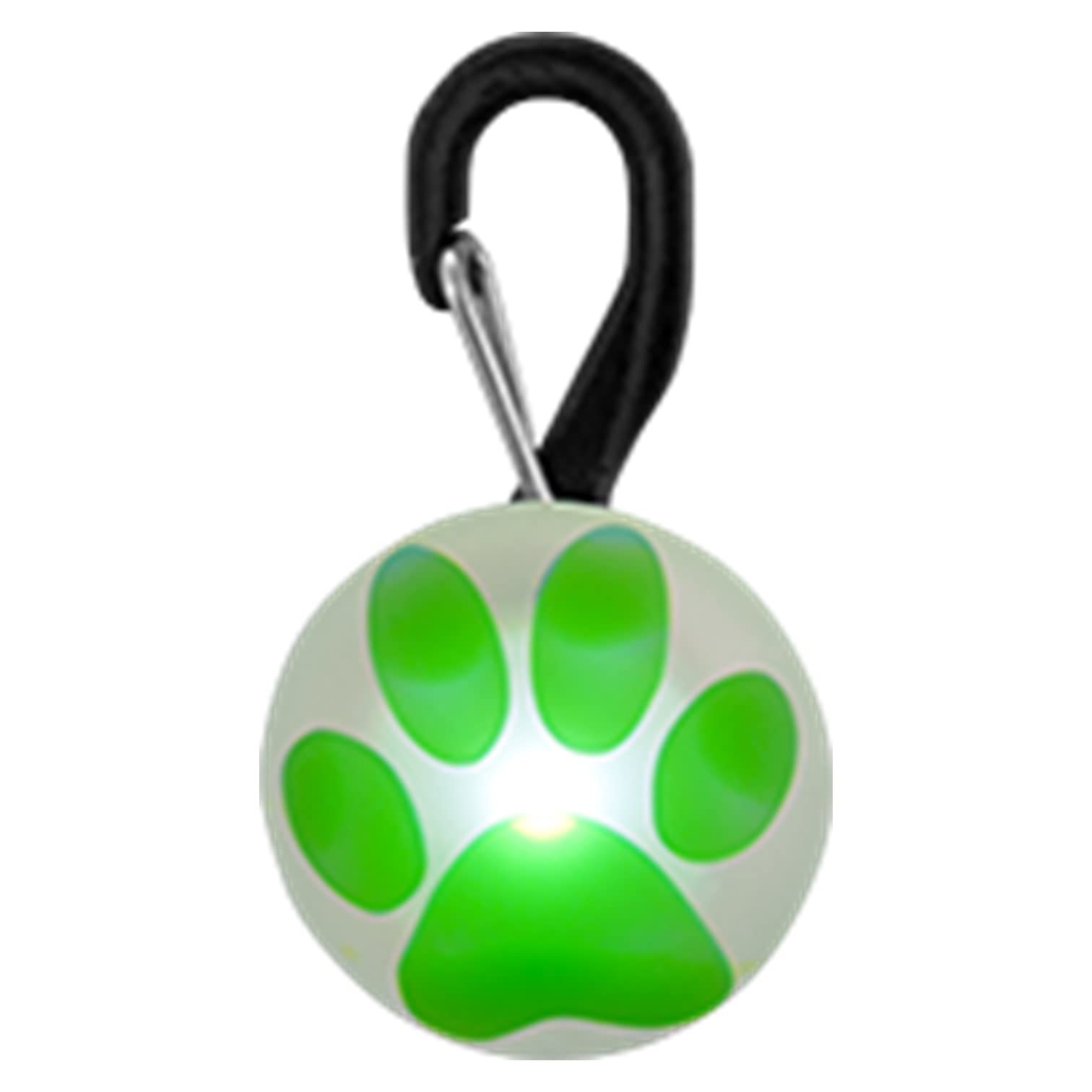 Nite Ize PetLit LED Collar Light for Dogs & Cats - Waterproof Safety Light with Replaceable Batteries, White LED & Green Paw Design - Perfect for Night Walks, Hiking & Outdoor Adventures