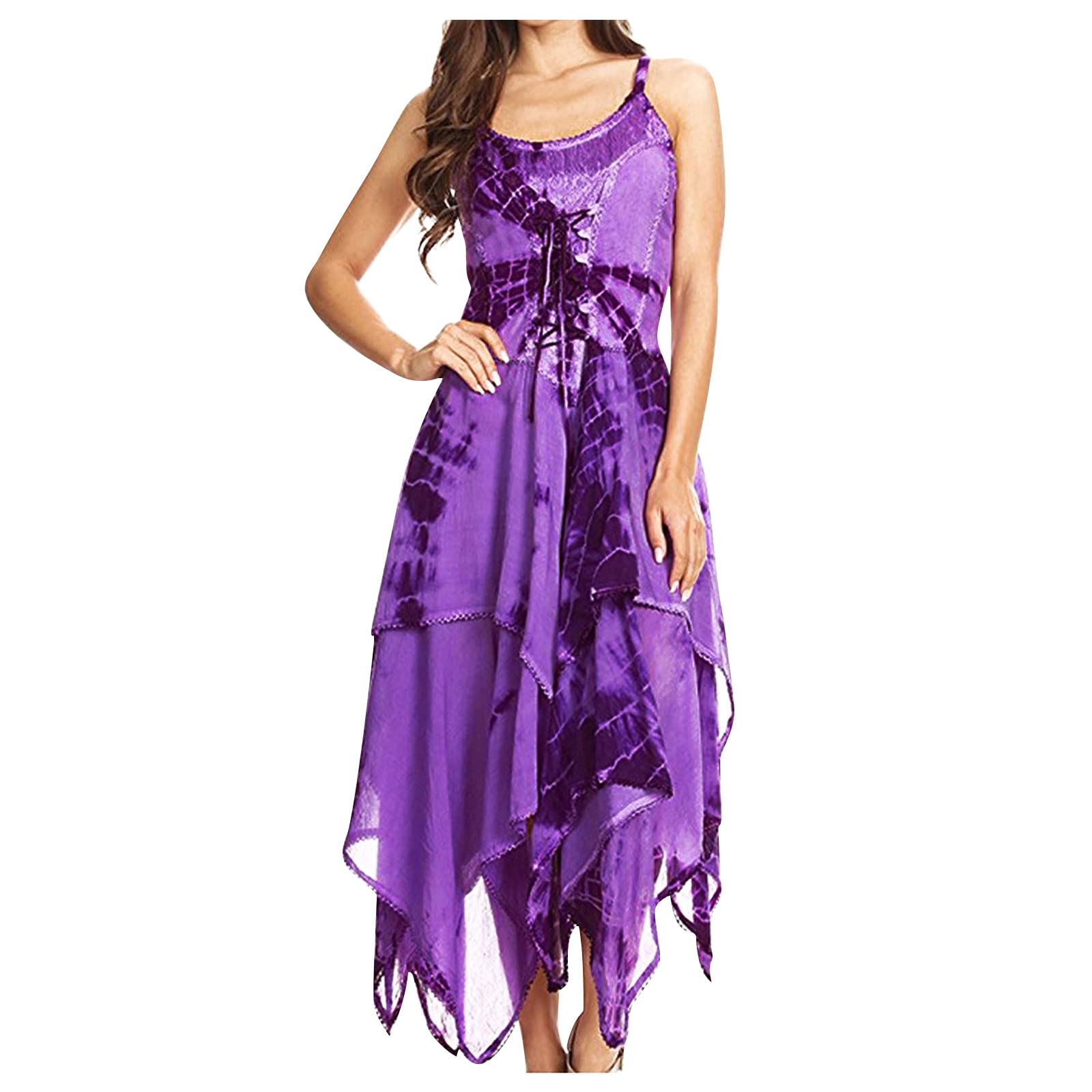 Women's Summer Casual Sexy Printed Backless Sleeveless High Waist Tie T-Shirt Dress - Perfect for Beach Vacation, Date Night & Summer Parties