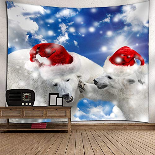 YQ Park Soft Polar Bear Christmas Beach Towel - 51.2x59.1 Inch Large Absorbent Bath Towel for Pool, Beach, Vacation | Holiday Home Decor for Living Room, Bedroom Wall Tapestry & Cozy Winter Gift
