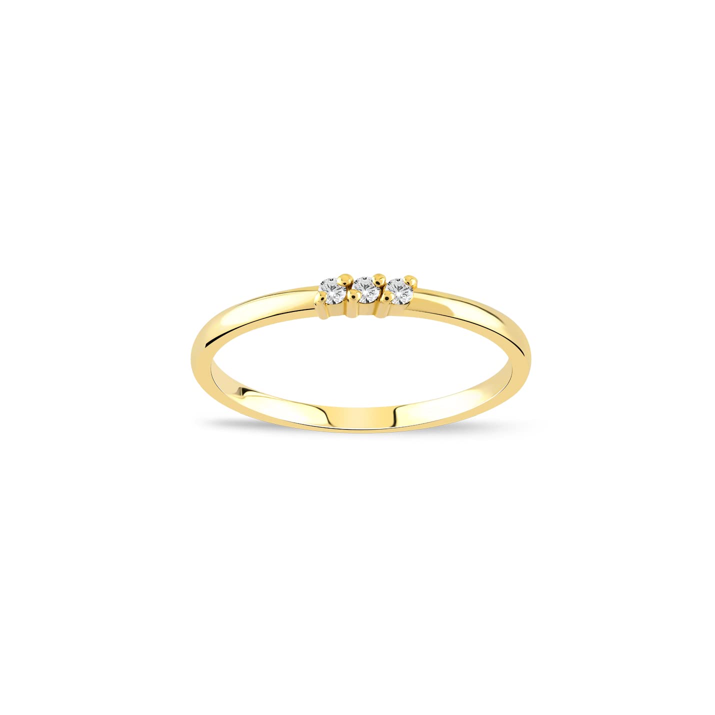 14K Real Gold Triple Diamond Stackable Ring for Women | 3 Stone Engagement Wedding Band | Dainty Jewelry Gift for Birthday Anniversary | Size 5-9 | Perfect for Everyday Wear & Special Occasions