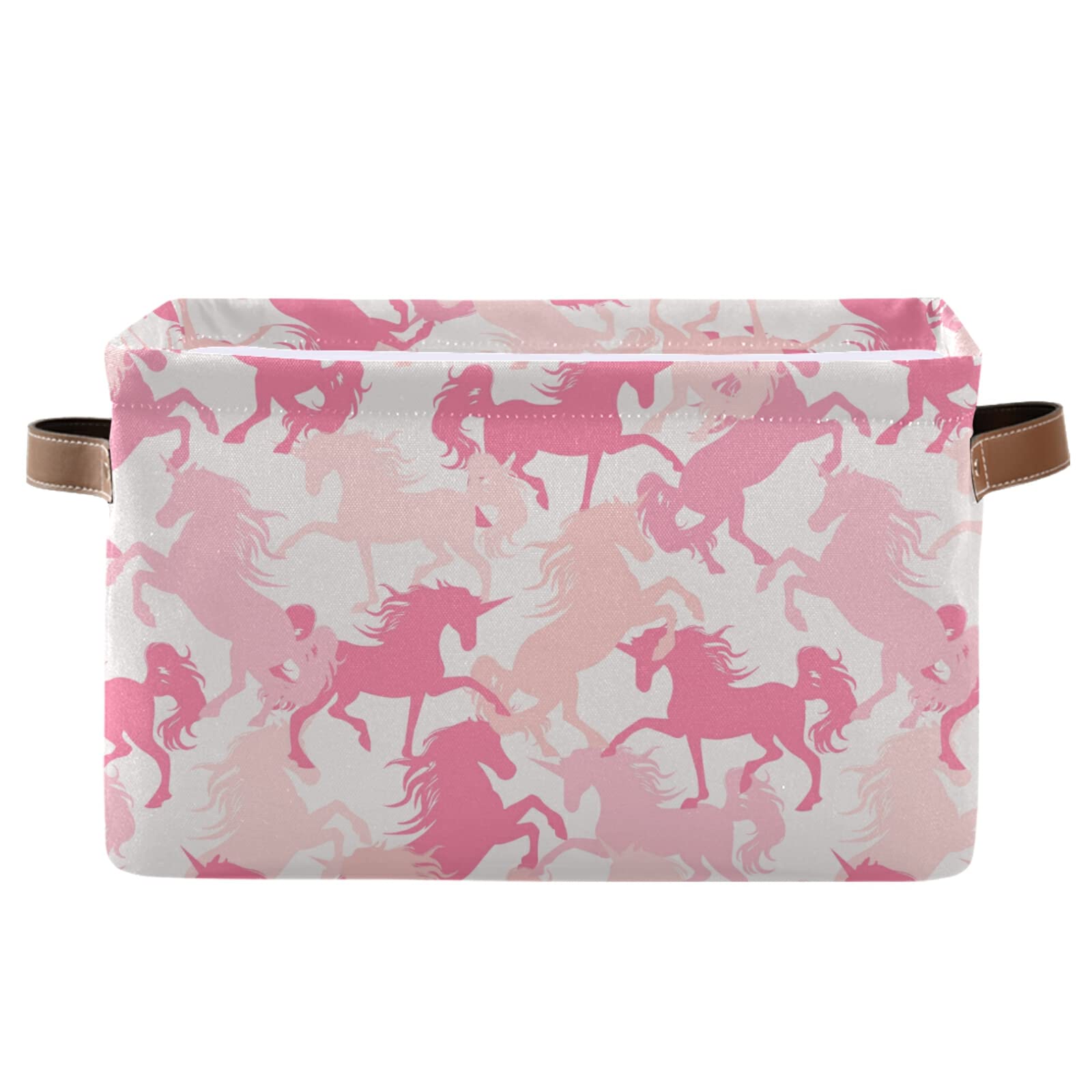 Unicorn Foldable Canvas Storage Bin - Sturdy Fabric Storage Basket with Handles for Organizing Toys, Clothes & Nursery | Space-Saving Storage Cube for Shelves, Closets & Playrooms (1 Pack)