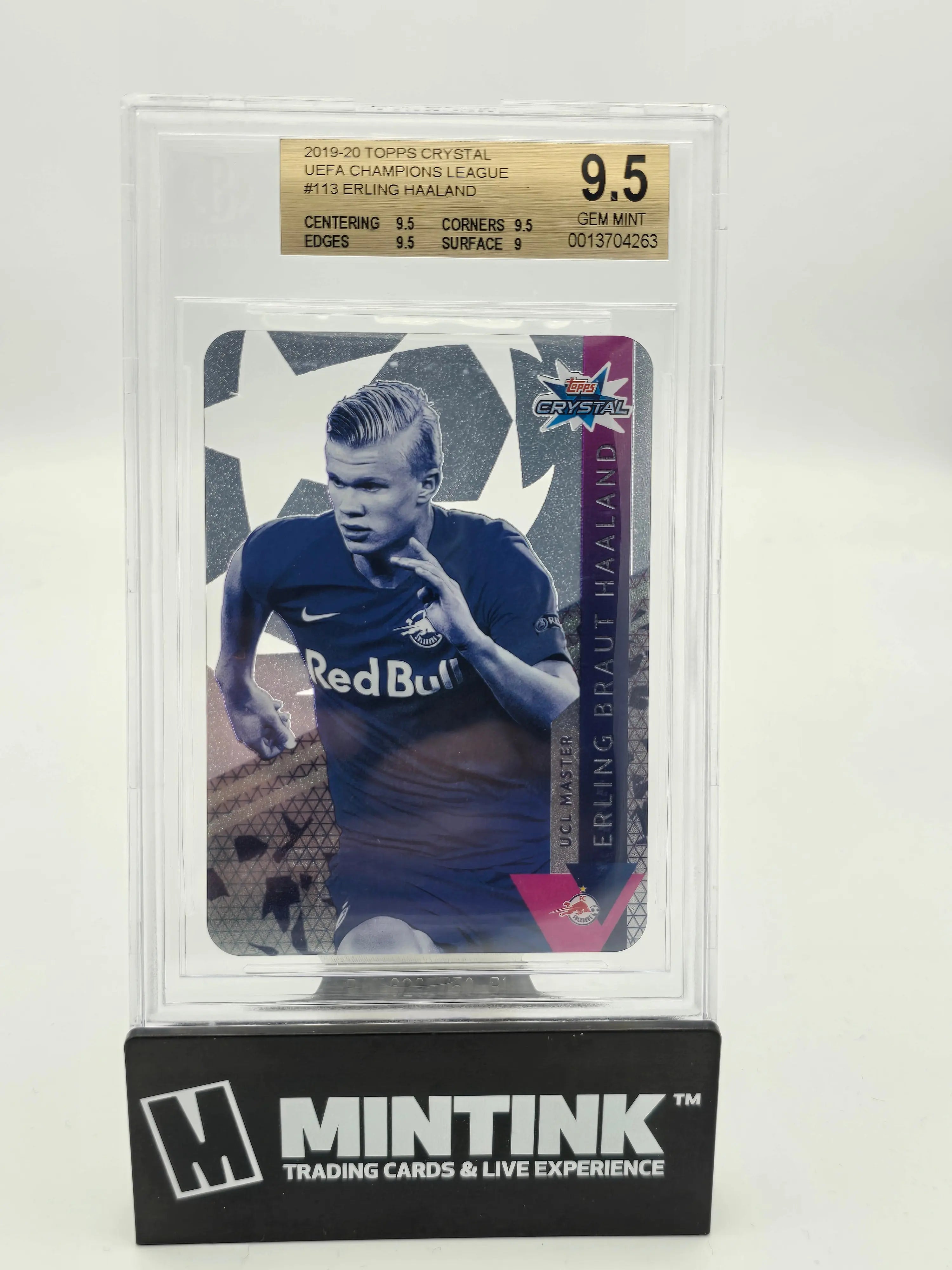 2019 Topps Crystal UEFA Champions League Erling Haaland #113 BGS 9.5 Graded Soccer Card - Perfect for Collectors, Fans & Sports Memorabilia Displays