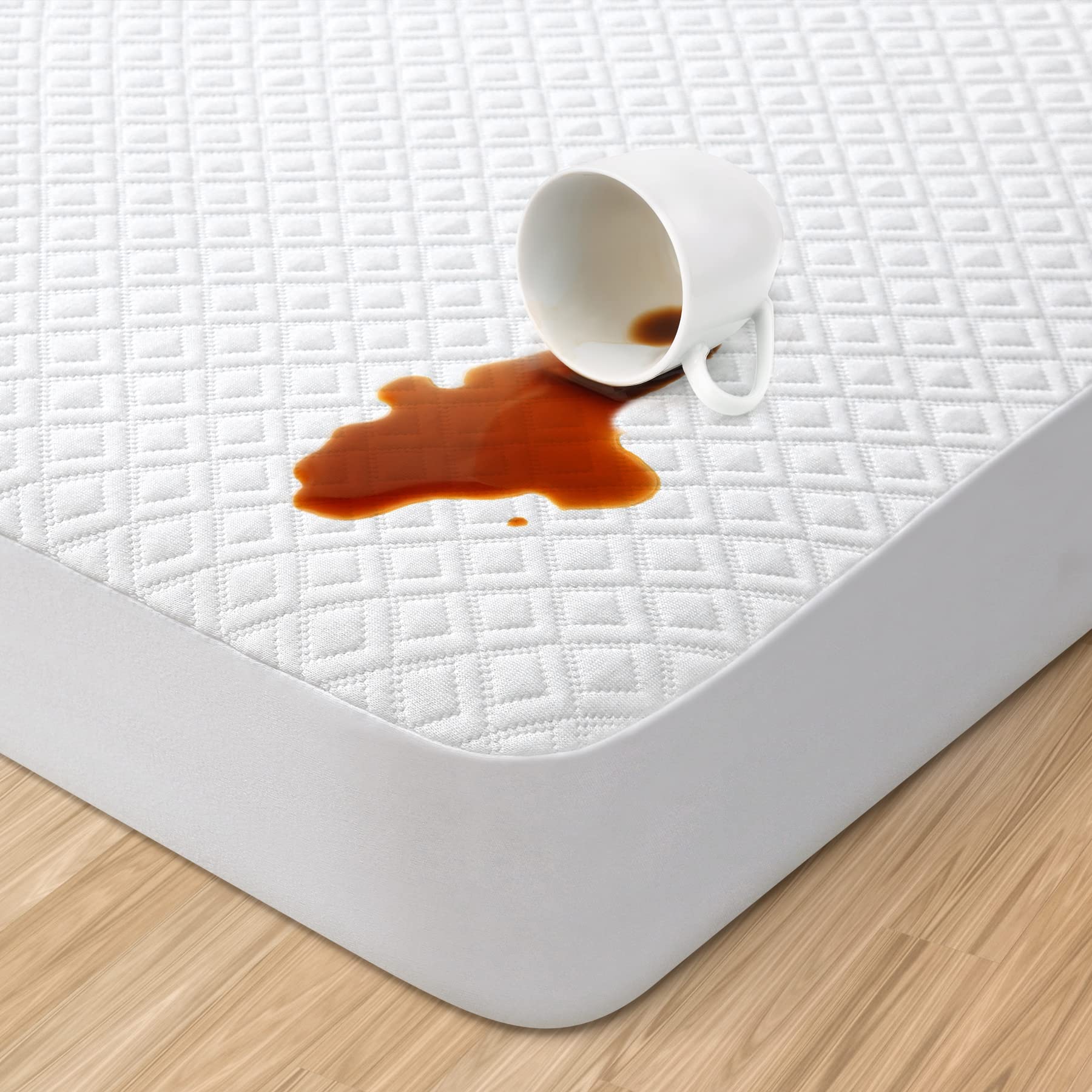 QUCH Premium Bamboo Waterproof Mattress Protector for Twin XL Bed - Cooling 3D Air Fabric, 8