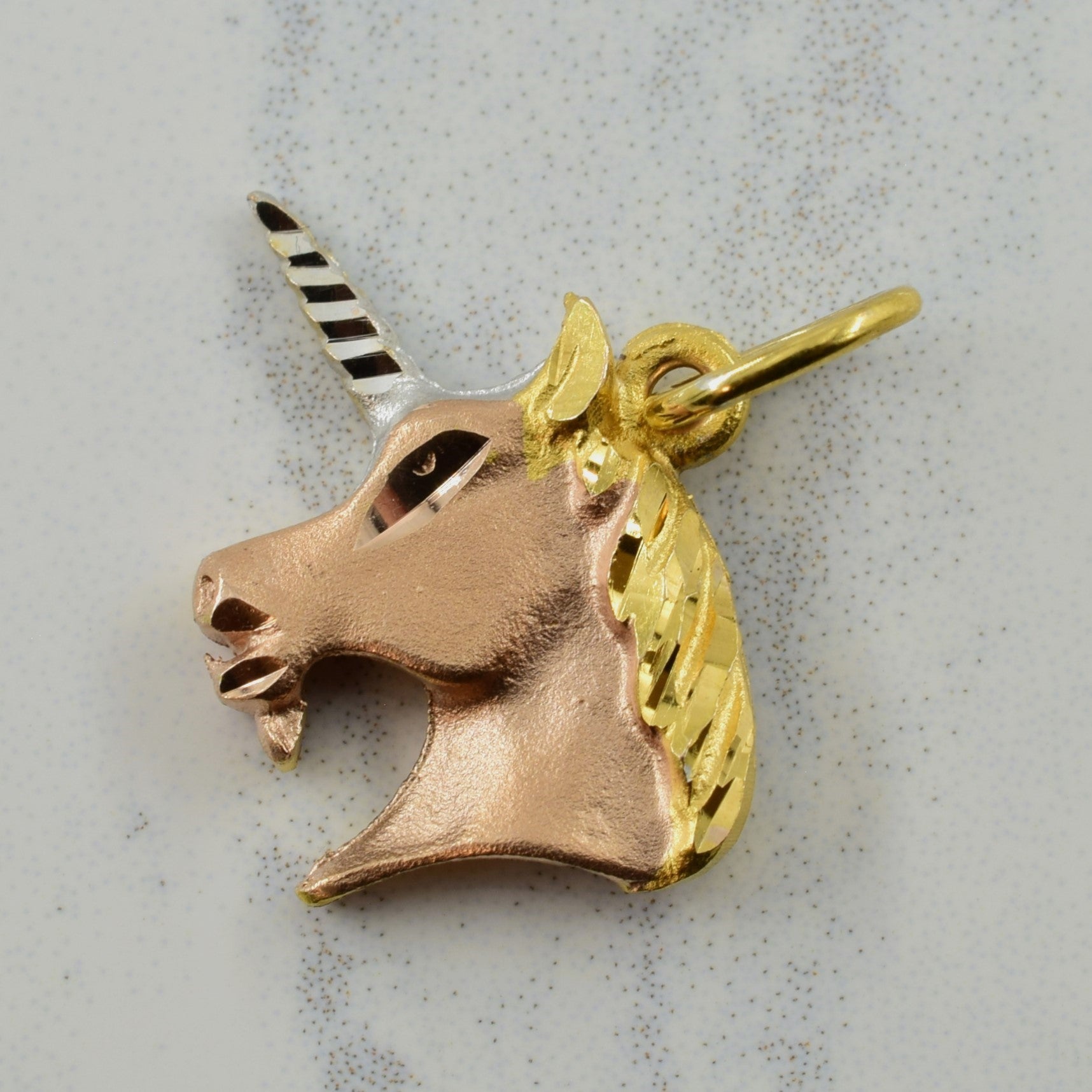 10K Tri-Tone Gold Unicorn Charm Pendant - Elegant Jewelry Gift for Women & Girls - Perfect for Birthdays, Anniversaries & Special Occasions