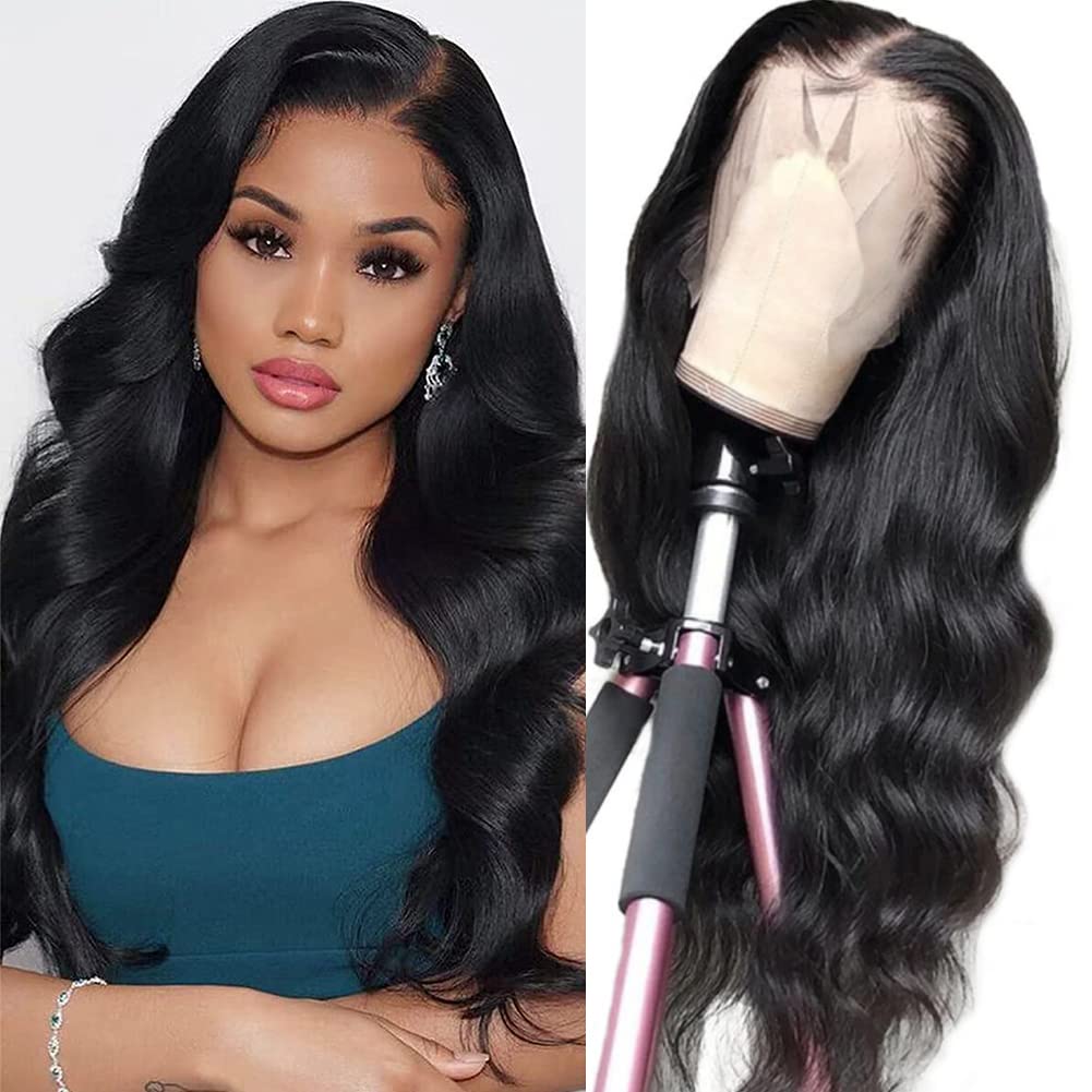 13x4 Lace Front Wigs Human Hair - Pre Plucked Body Wave with Baby Hair | 100% Brazilian Virgin Hair Wigs for Black Women | 150% Density Natural Color (24 Inch) | Perfect for Daily Wear, Cosplay & Special Occasions