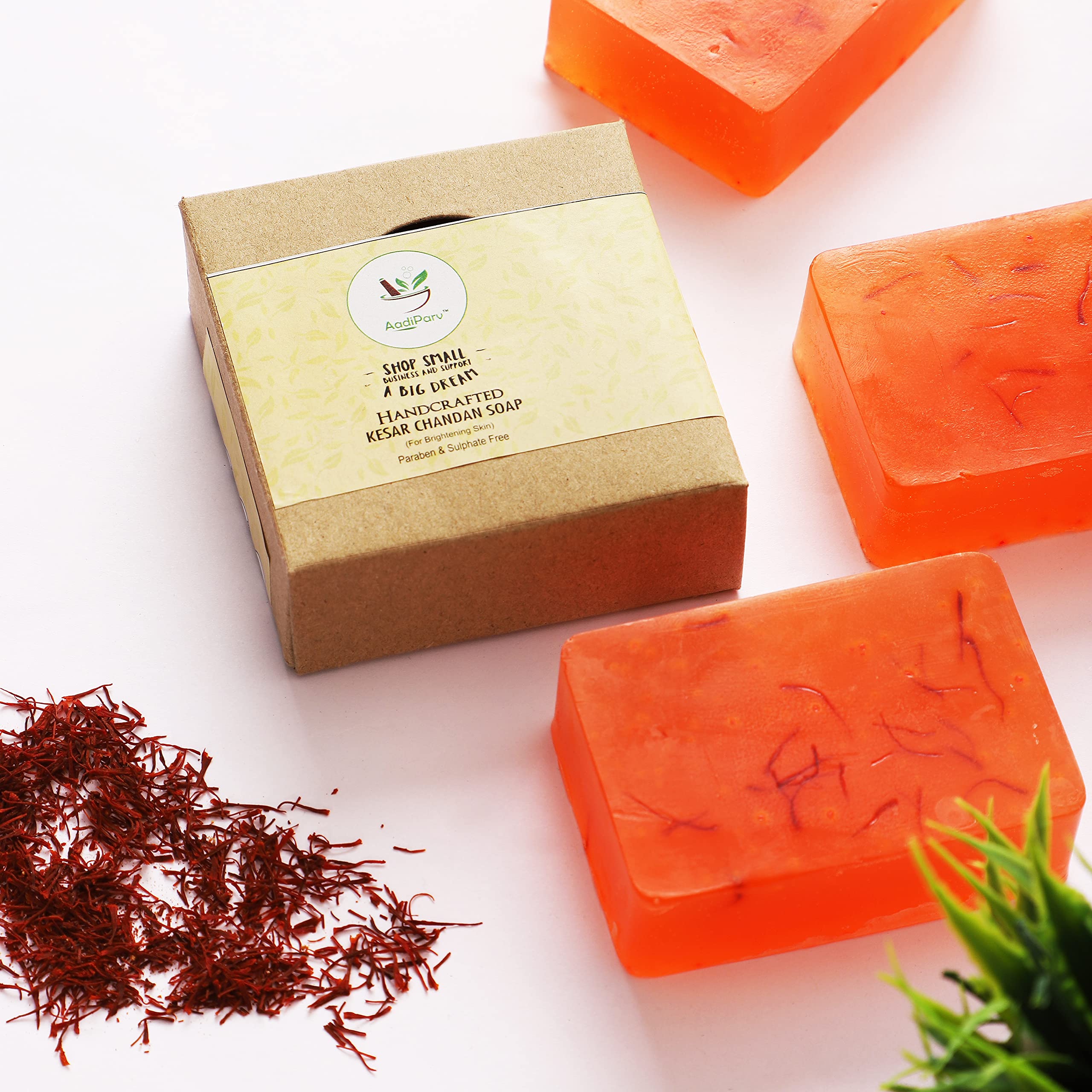 Natural Kesar Chandan Handmade Soap for Glowing Skin - Organic Cleanser with Lovely Fragrance - Beauty Bath & Shower Soap - Pack of 1 - Perfect for Daily Skincare Routine & Relaxing Spa Experience
