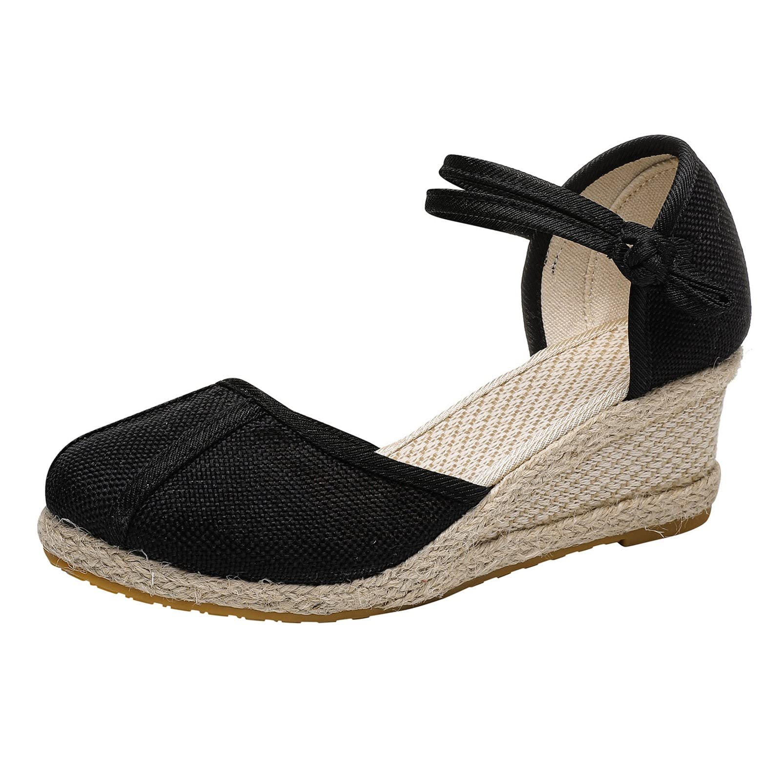 Breathable Women's Summer Wedge Sandals with Round Weave Design - Comfortable Beach & Sport Sandals for Walking, Travel & Outdoor Activities