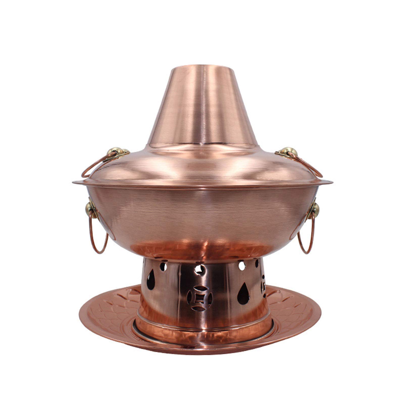 Eco-Friendly 36cm Copper Hot Pot with Alcohol Stove - Non-Magnetic Mini Cooker for Camping, Picnics & Outdoor Cooking | TWW Premium Cookware