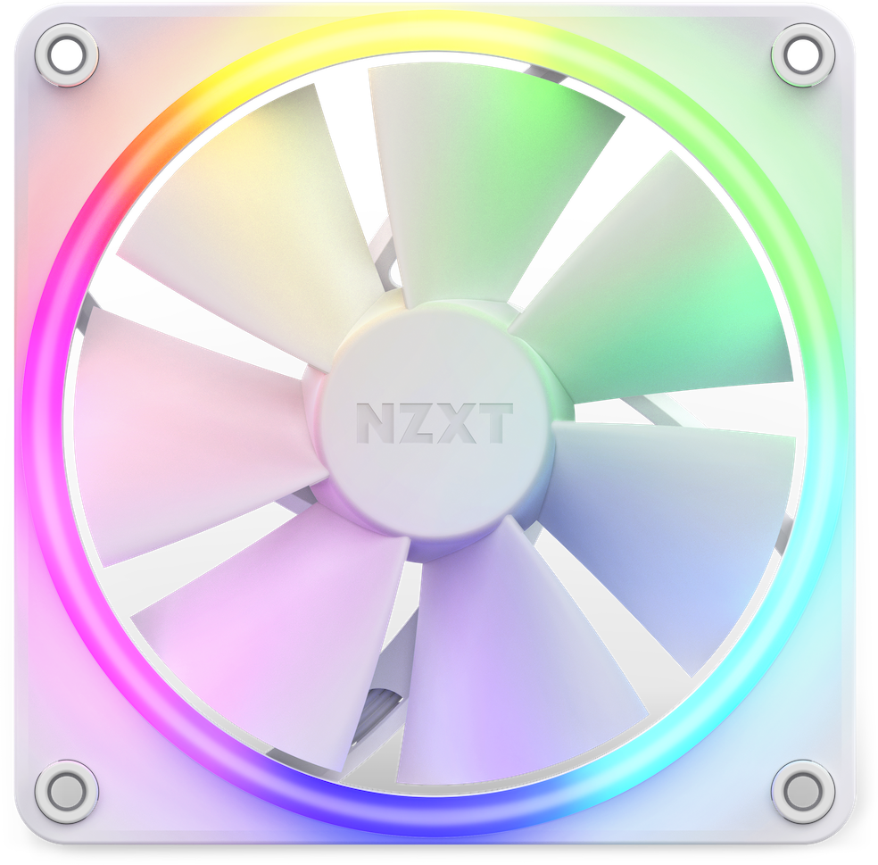 NZXT F120 RGB White 120mm Case Fan - 5 Pack with Vibrant RGB Lighting for PC Cooling & Gaming Setup | Perfect for Custom PC Builds, Gaming Rigs & Workstations