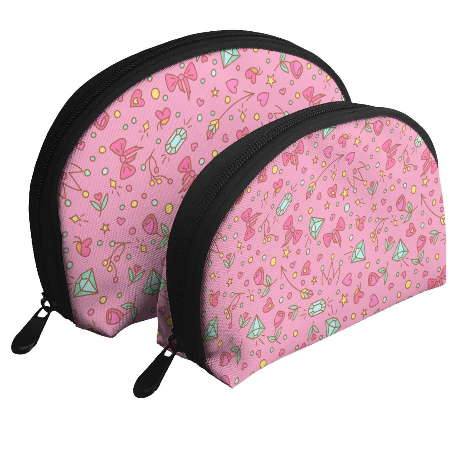 Rose & Diamond Cosmetic Bag for Women - Travel Makeup Pouch with Mirror, Waterproof Beauty Organizer for Purse, Gym, Vacation & Everyday Use