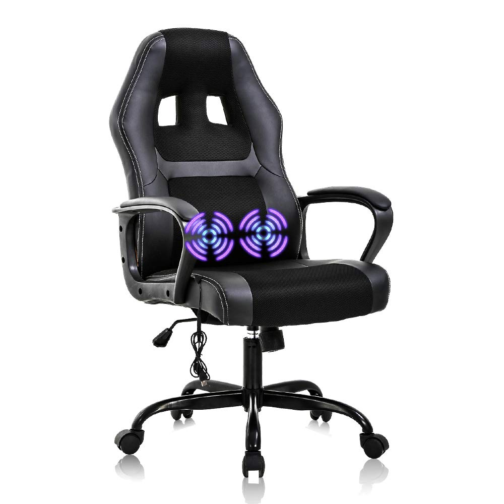 Ergonomic Gaming Office Chair with Lumbar Support & Adjustable Armrests - High Back PU Leather Computer Desk Chair for Work & Gaming - Swivel Rolling Executive Chair for Men & Women - Perfect for Home Office, Gaming Setup & Workspace - Black