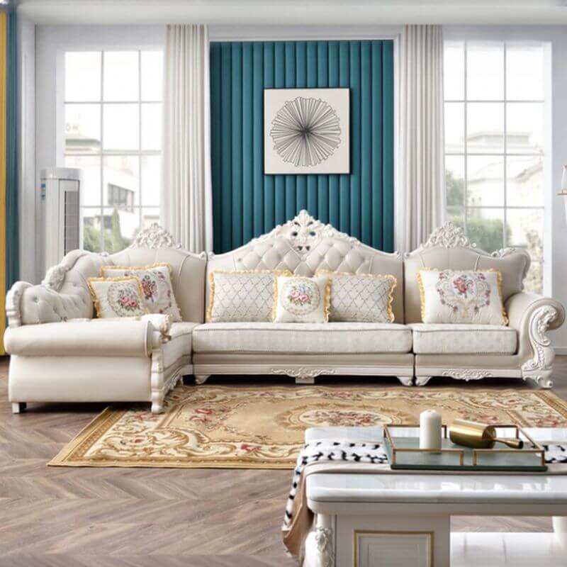 L-Shaped Recliner Sofa with Round Arms & Button Tufted Design - Perfect for Living Room, Home Theater & Family Gatherings